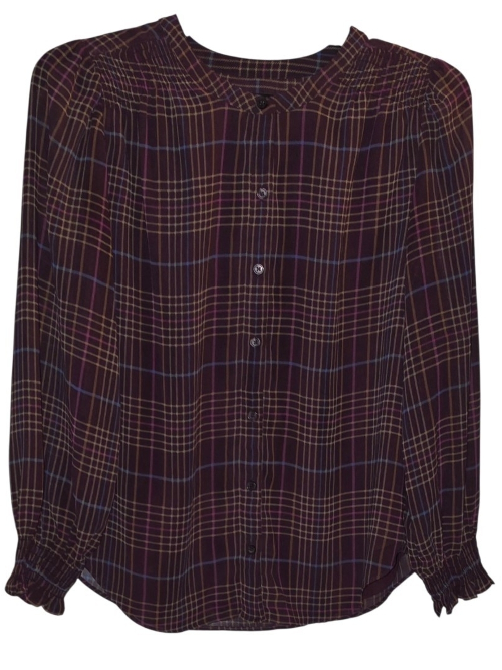 Ann Taylor Long Sleeve Plaid Blouse Size Medium